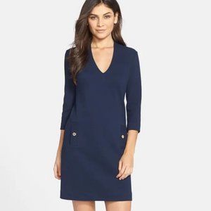 Lilly Pulitzer Size XS Navy Blue Charlena V-Neck Knit Shift Dress